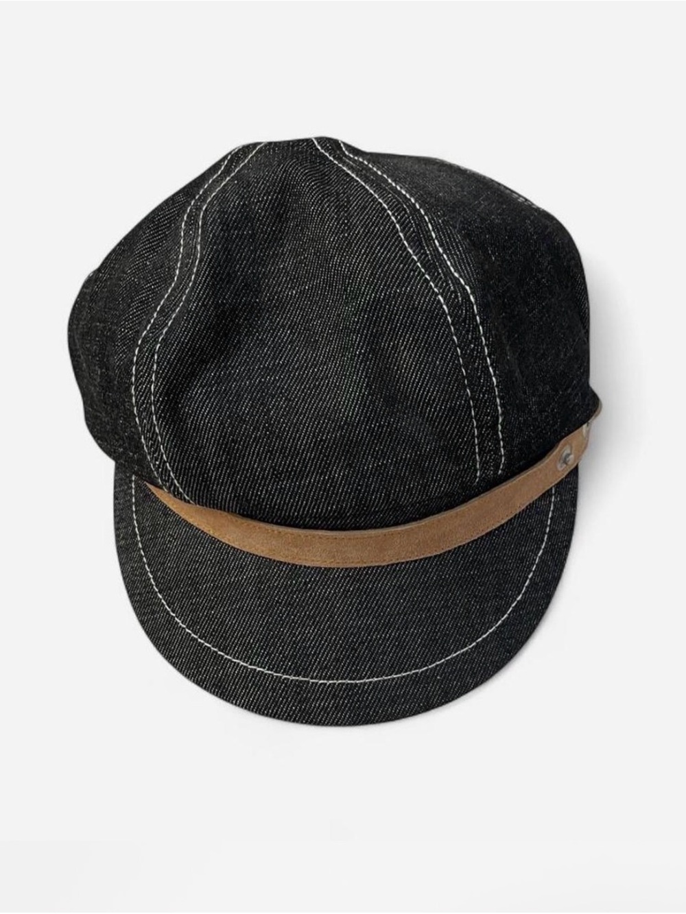 Goorin Bros Black Denim Cap with Brown Band Baker boy newsboy hat